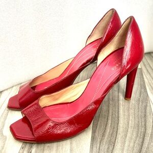 Kate Spade Red Patent Leather Open Toe Heels size 8
